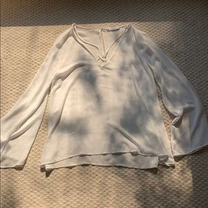 Flowy Sheer Top with Criss Crossed Neckline